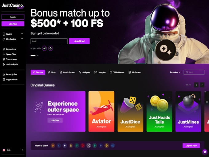 JustCasino Crypto 10.01.2024. Hp